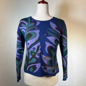 Alpacas Best 100% Baby Alpaca Sweater Small S Handmade Art To Wear Round Neck